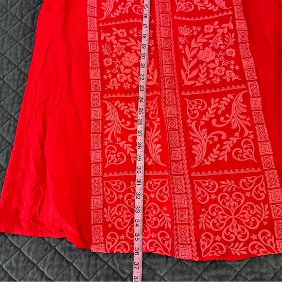 Savanna Jane Dress Women 2X Floral Embroidered Red Sheath Boho V - Picture 5 of 6